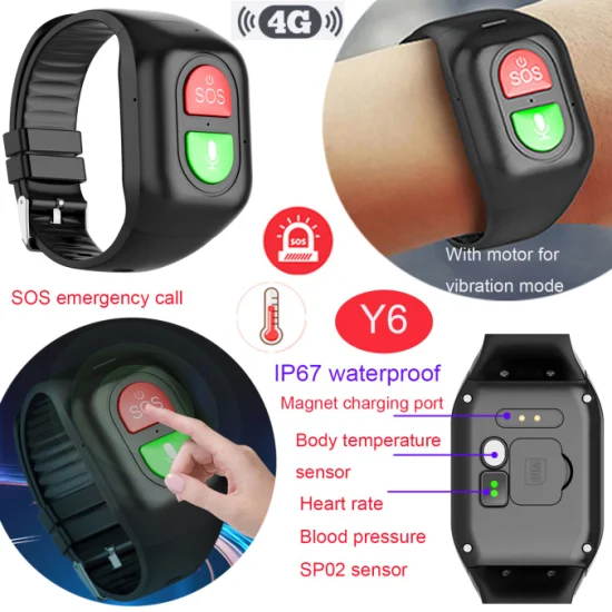 2023 Miglior pulsante antipanico sanitario 4G per anziani, braccialetto GPS SOS con termometro SPO2 per pressione sanguigna frequenza cardiaca, rilevamento cadute Y6